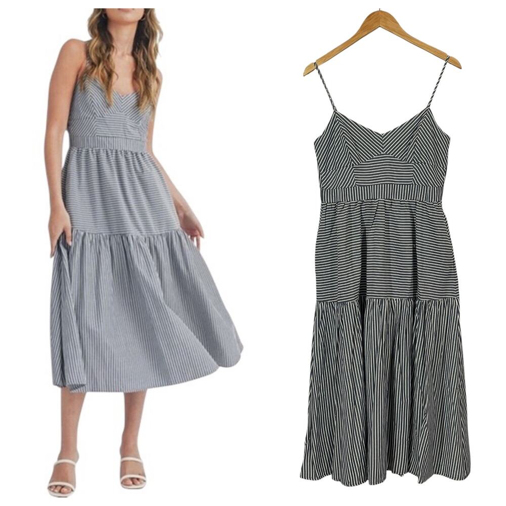NWT Lush Navy Stripe Midi Dress - Medium